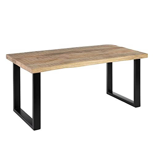 Lolahome Table de salle à manger pour 8 personnes en bois de manche marron et noir de 160 x 80 x 76 cm