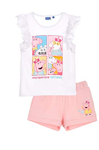 Peppa - Conjunto de camiseta y pantalón corto para niña Blanco 4 años