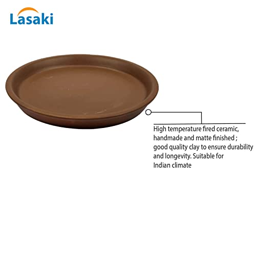 Image of Lasaki Round Truffle Ceramic Bottom Tray /Plate for Planter (5-inch, Set of 2) | Dripping Tray for Pots & Succulents | Indoor & Outdoor Planters Home Garden Decor | Plants Not Included