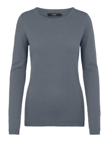 VERO MODA Eleganter Feinstrick Pullover Strukturmuster Rundhals Longsleeve...