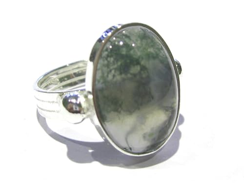 Bague agate mousse argent 925 anneau pierre verte lithothérapie