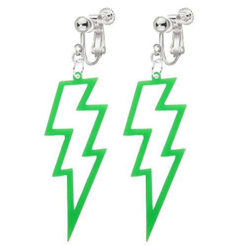 Aretes de clip neón años 80s multicolor acrílico
