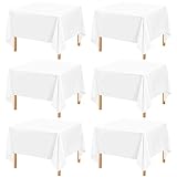 6 Pack Square Tablecloth 52 x 52 Inch White Square Table Cloth,Stain and Wrinkle Resistant Washable Polyester Table Clothes Decorative Fabric Table Cover for Wedding Dining kitchen Parties Card Table