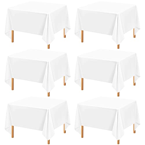 6 Pack Square Tablecloth 52 x 52 Inch White Square Table Cloth,Stain and Wrinkle Resistant Washable Polyester Table Clothes Decorative Fabric Table Cover for Wedding Dining kitchen Parties Card Table by Showgeous - Used condition - US$20.17