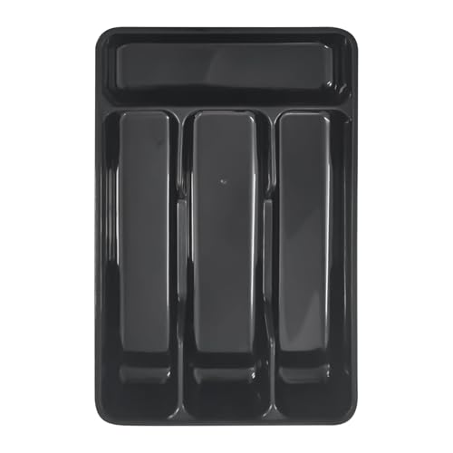 Zunetsutock Bandeja organizadora de cubiertos de cocina con 4 compartimentos ajustables, caja de almacenamiento para cubiertos sin esfuerzo para limpiar utensilios | Para casa, apartamento, dormitorio