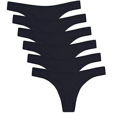 ABClothing 6 Pack Ladies Cotton Underwear Lingerie Thongs Soft Sexy Panties Set for Women Teens, Black, M Cover