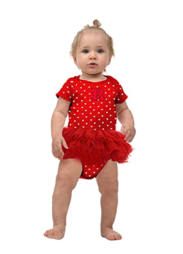 Two Feet Ahead Rutgers Scarlet Knights Newborn Baby Girl Bodysuit Creeper Onesie Hearts Tutu Skirt Dress(12 Months,Rutgers Scarlet Knights)