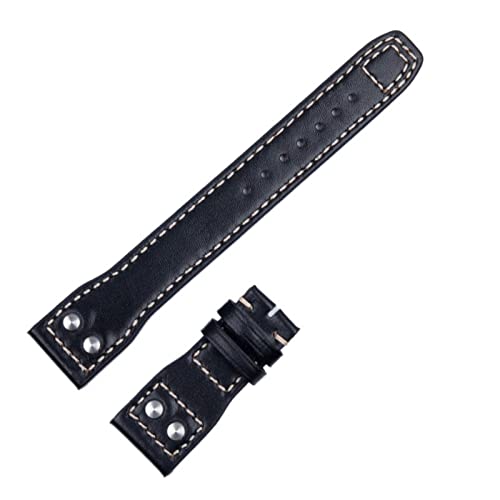Bracelet de montre IWC en cuir véritable robuste avec boucle argentée
