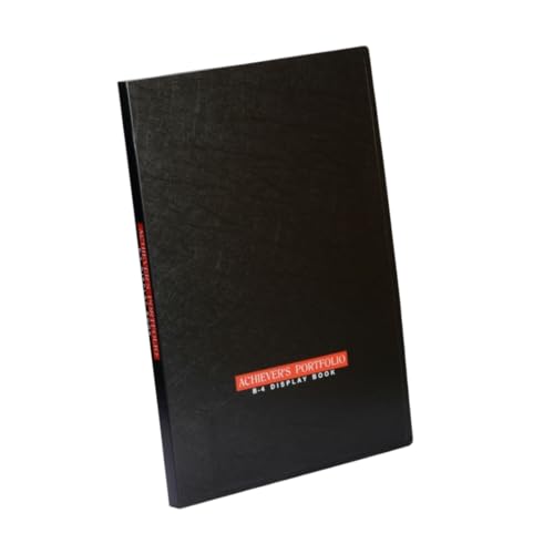 Image of Worldone Achiever Portfolio Display Book Folder for Documents, 1mm Vergin PP Material with 20 Bound Non-Refillable Top Loading Plastic Sleeves, Thick PP Bord, for Offices, Size B4, Black, Set of 1