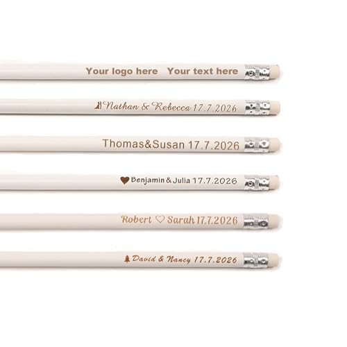 Lápices personalizados de madera blanca, pack x20 miniatura 1
