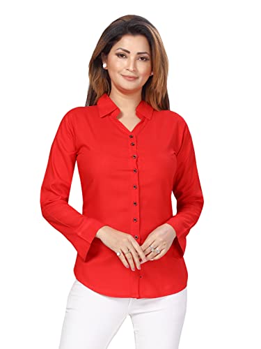 Image of muhuratam Women's Regular Fit Shirt (SH-W-2002 Red S)