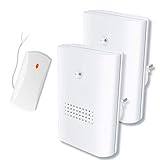 Funk Erweiterung Set - Türklingel und Gong Weiterleitung - 1 Funkkonverter (70399) + 2 Funkklingel Steckdosen-Empfänger (70861) - 256 Sendefrequenzen & 8 Melodien, Weiß