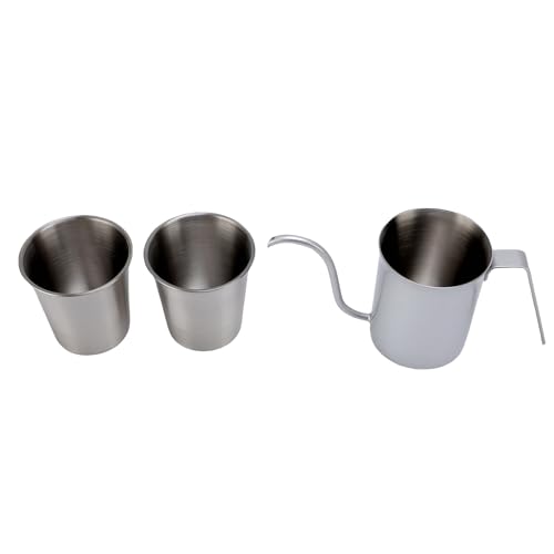 SUNGOOYUE Vierta la Cervecera de café, Acero Inoxidable Apilable 380 Ml Percolador Percolador Café de café con 2 Piezas de 250 Ml Taza de café para Acampar para Acampar Al Aire