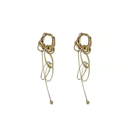 Boucles d'oreilles longues en métal rétro et géométrique pour femme