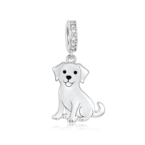 JZCOLOR Silver Dog Charms for Bracelet or Necklace - German Shepherd Schnauzer Puppy Bead Charm Jewelry Gift for Women Dog Lovers (Labrador)