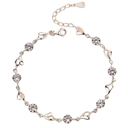 Bracelet cœur en argent sterling 925 et zirconium, cadeau idéal femme