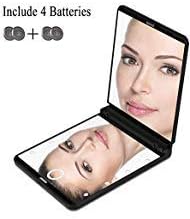 Melophy Travel Makeup Mirror with Lights and Magnification, Compact Folding Mirror with 1X 2X Magnifying Mirror, Touch Screen, Lighted Makeup Mirror, Mini Portable Vanity Mirror