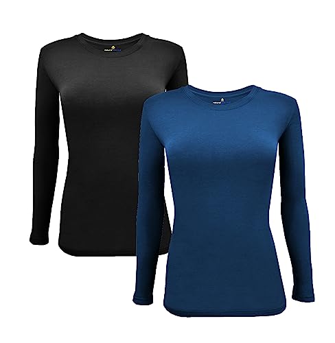 Image of Natural Uniforms Women's Long Sleeve Underscrub T-Shirt - Cotton Blend Scrub Base Layer for Nurses & Medical Professionals