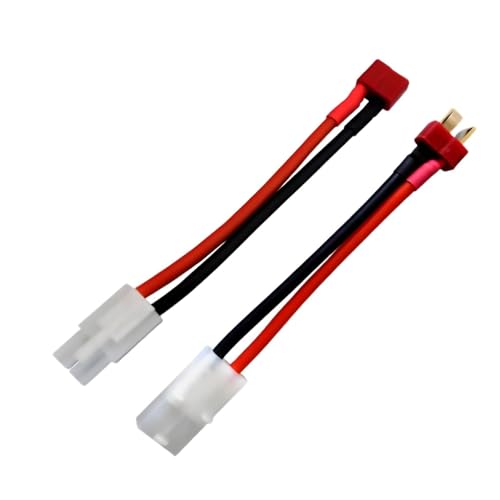 Lot de 2 adaptateurs de Batterie Japonais 13,5 mm - Fiche mâle vers Prise Femelle T-Dean - Connecteurs à Haute Tension - Fiche dorée - Câble 14 AWG de 5 cm...