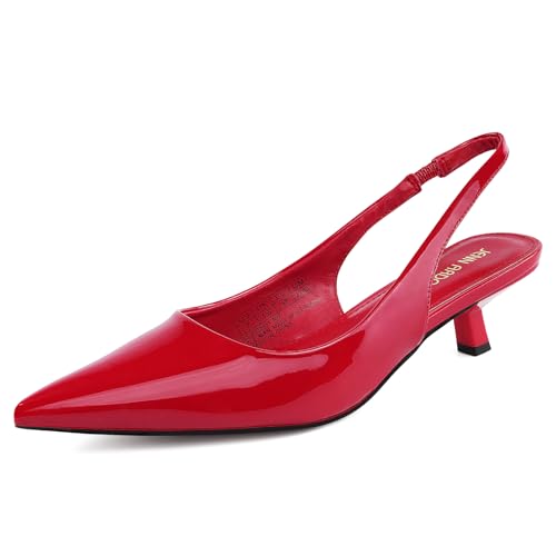Image of JENN ARDOR Slingback Heels for Women Low Heels Dress Shoes Kitten Pumps Dressy Heeled Sandals Wide Width Fashion Casual Shoes