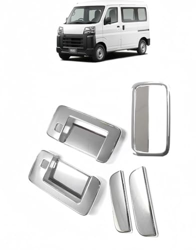 【Happy Car】「ダイハツ 新型 アトレー ハイゼットカーゴ S700V S710V 2021.12~」ステンレス製 鏡面仕上げ 外装 アウタードアハンドルカバー ノブ フルカバータイプ+バックドアハンドル ガーニッシュ8点セット