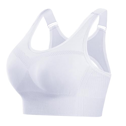 Image of Litherday Women's Sports Bra High Support Adjustable Full Coverage Padded Bralette Sports Bras Yoga Gym Running Crop Top Plus Size(White,M)