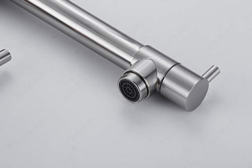 Brushedledkitchen Grifo De La Cocina Grifo Del Fregadero De Doble Cabezal El Mezclador Enfriado Por Agua Caliente Con La Cabeza De Ducha Extraíble Con Resorte Flexible Antiguo