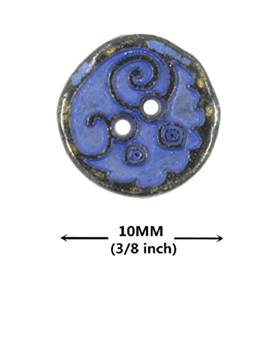 Bezelry 30 Pieces Swirl And Circles Metal Hole Buttons. 10Mm (3/8 Inch) (Brass Purple) #TOP1