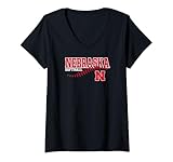 Womens Nebraska Cornhuskers Softball Laces Black V-Neck T-Shirt