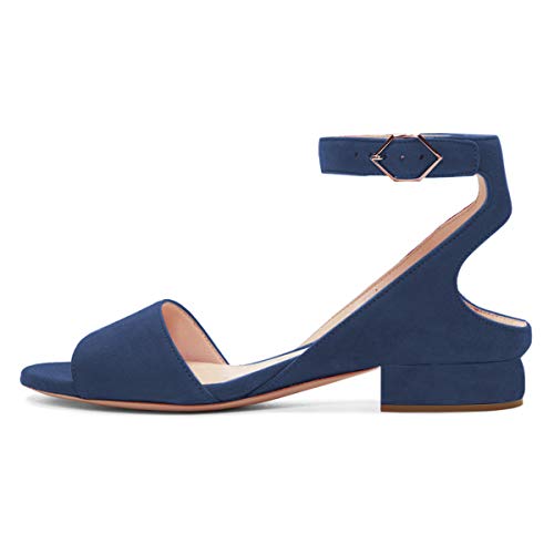 XYD Women Strappy Low Heel Sandals Open Toe Ankle Strap Chunky Block Pumps Comfy Daily Dressy Shoes2