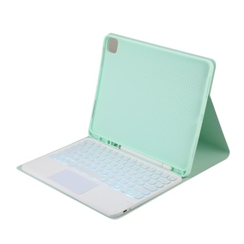 Teclado retroiluminado redondo YSJX y funda verde para iPad Pro 13 2024 con soporte