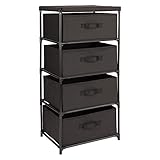 Juvale 4-Tier Fabric Dresser for Closet - 16.5 x 13 x 33 in, Black - Storage Cabinet with Drawers, Closet Drawers & Bedroom Storage
