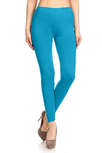 Image of Leggings Depot Women's High Waist Leggings Soft 1 inch Waistband Solid Pants - Regular, Plus, 1X3X, 3X5X