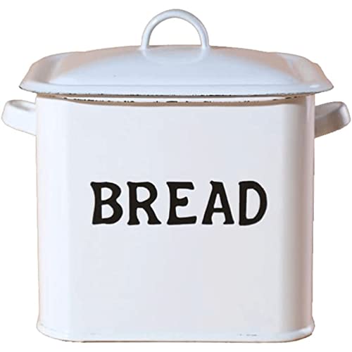 OLOTU Vintage Metal Bread Bin, Nostalgic Bread Box with Lid and Handles, Ideal Kitchen Counter Storage Container