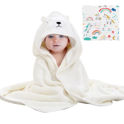 DKDDSSS Toallas de Baño para Bebe, Toallas de Baño con Capucha para Bebé, Toalla Bebe Recien Nacido, Suave Toalla Bebe Recién Nacido para Niño y Niña, Extra Absorbente