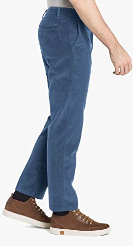 IZOD Men's Tailgate Stretch Flat Front Straight Fit Corduroy Pant, Federal Blue, 32W X 30L3