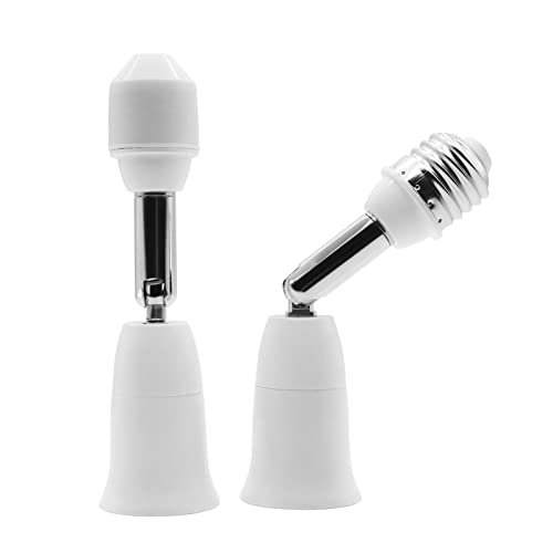 E26/E27 Light Socket Extender, 4.5 Inch Extension,Adjustable Vertical 90Â°Horizontal 360Â°, 100V - 250V, Max 150W, Medium Screw Base Light Converter Socket Extender,2-Pack