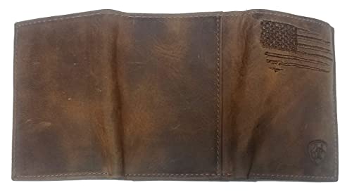 Custom 12 Gauge Shotgun ARIAT Faded Flag Trifold Leather Wallet3