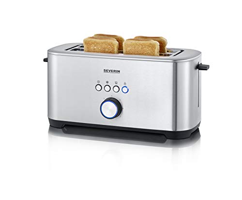 AT 2512 Langschlitztoaster mit Bagel-Funktion für einseitiges und energiesparendes Toasten, 1.400 W, 4 große Röstkammern und integrierter