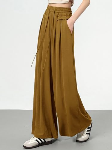 Image of KOTTY Women's Solid|Drawsting|Front Pocket|Wide Leg Style|High Rise|Casual Pant