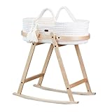 LIINI® Babywiege mit Moseskorb – sanfte Wiegebewegung, handgehäkelt, nachhaltiges Holzgestell, inkl. Matratze & Zubehör – ab Geburt bis 9 kg – Farbe Cream
