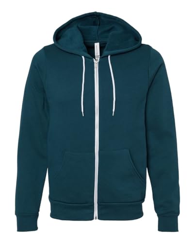 Unisex Poly-Cotton Fleece Full-Zip Hooded Sweatshirt - ATLANTIC - 2XL