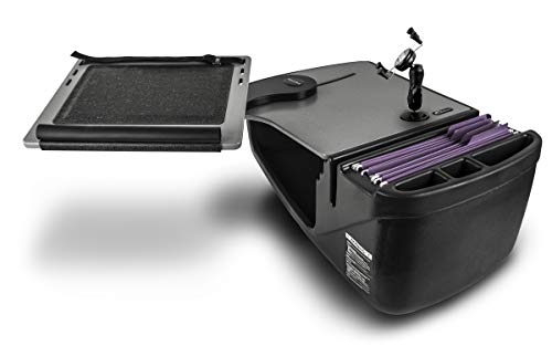 AUTOEXEC Beifahrersitz-Reach-Schreibtisch mit X-Grip-Telefon, Metall, grau