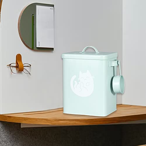 Zwmbyn Dog And Cat Food Storage Container 6L, Cute Pet Food Storage Containers With Lids Airtight, Metal Cat Food Bin With Measuring Cup, Cat Food Can Covers Lids And Spoons, Cat Mouse Toys, Green #TOP7