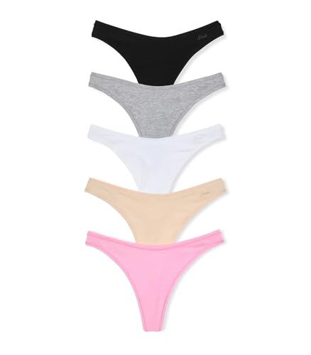 Victoria's Secret PINK Women's Cotton Thong Underwear, Panties for Women, Pink Basic, (M)