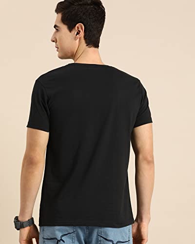 Image of Bewakoof Men's Feel Most Alive Printed 100% Cotton T-Shirt - Regular Fit, Round Neck, Half Sleeves