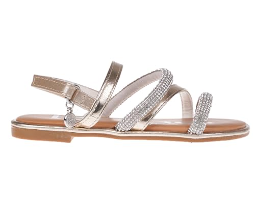 Image of bebe Girls' Sandals - Trendy Flat Designs with Rhinestones, Puffy Straps, Embossed Details and Charms for Toddlers /Little Kids /Big Kids