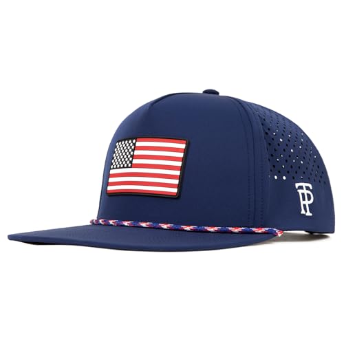 TOP-EX Golf Hats for Men Baseball Caps Snapback Flat Bills Rope American Flag Waterproof Fitted Adjustable Big Head Navy Blue X-Large XX-Large XL XXL