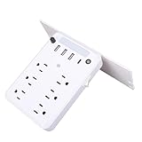 SENECESLI Wall Outlet Extender with Shelf & Night Light | 6 AC Outlets & 4 USB Ports (Type C Included), Protection & Auto Dimming for Bedroom Office Charging Station