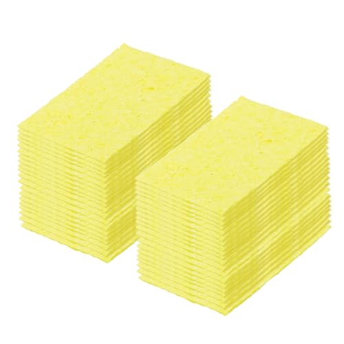 Image of MECCANIXITY 40PCS Soldering Sponge 50 x 35mm Rectangle Yellow Cleaning Pad Welding Tip Iron Replacement for Cleaning Soldering Iron 1mm Natural Thickness 6mm Water Absorption Thickness